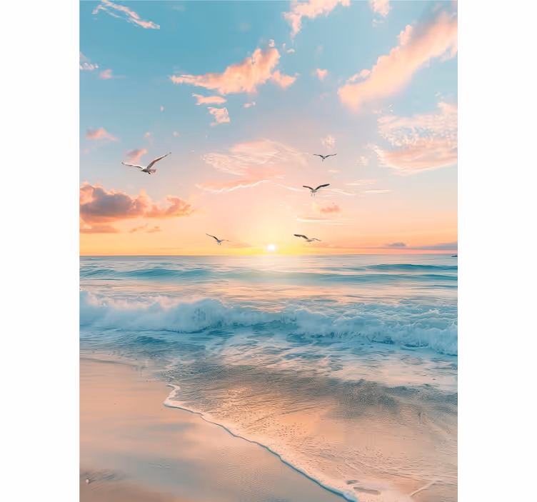 Rollo Fenster Badezimmer Strand und Möwen - TenStickers