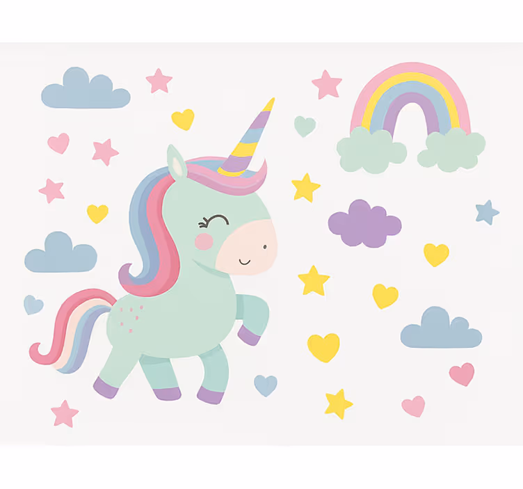 Rollo Fenster Kinderzimmer buntes einhorn-design - TenStickers