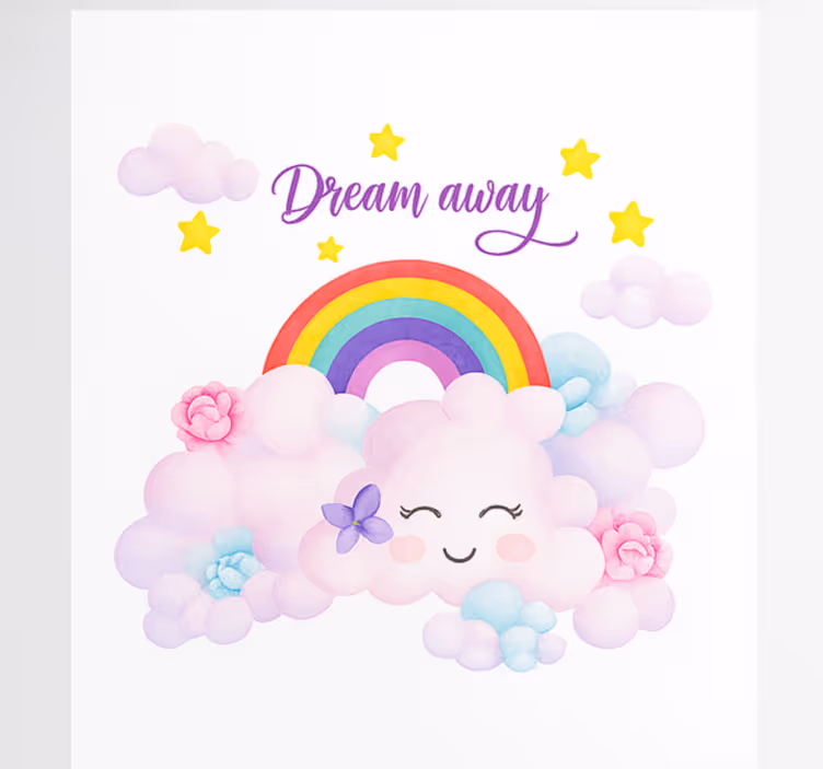 Rollo Fenster Kinderzimmer rosa wolken und regenbogen - TenStickers