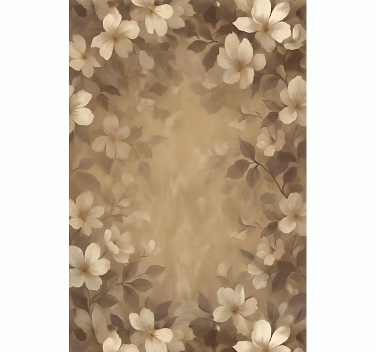Rollo Fenster Wohnzimmer beige gemalte blumen - TenStickers