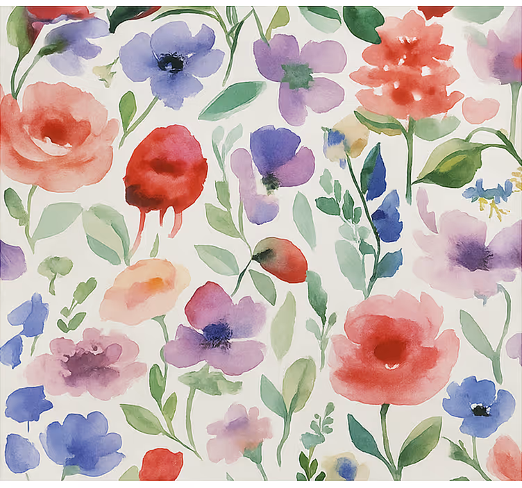 Rollo Fenster Wohnzimmer lebendige aquarellblumen - TenStickers