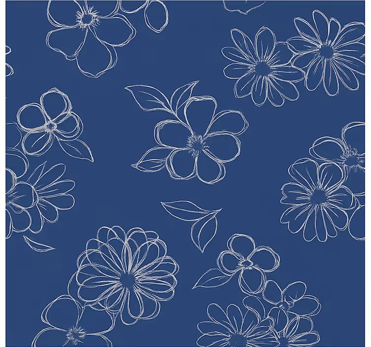 Rollo Fenster Hochzeit blaue umrissblumen - TenStickers