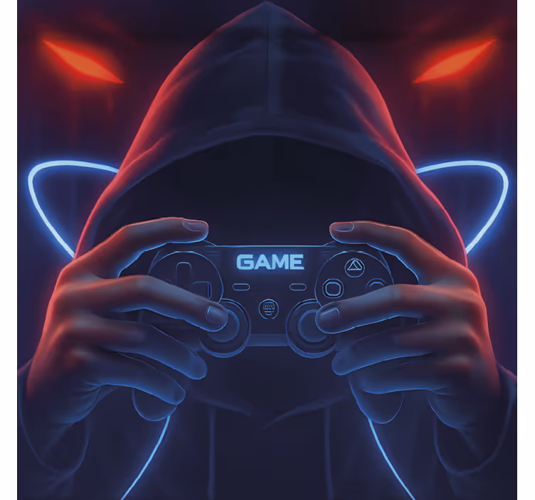 Rollo Fenster Gamer neon-Spieler mit Kapuze - TenStickers