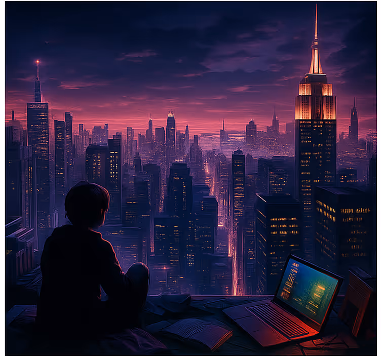 Rollo Fenster Gamer zukunftsorientierte wolkenkratzer-gamer-ansic - TenStickers