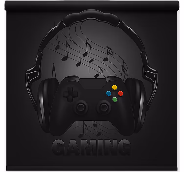 Rollo Fenster Gamer monochromer kopfhörer mit controller - TenStickers