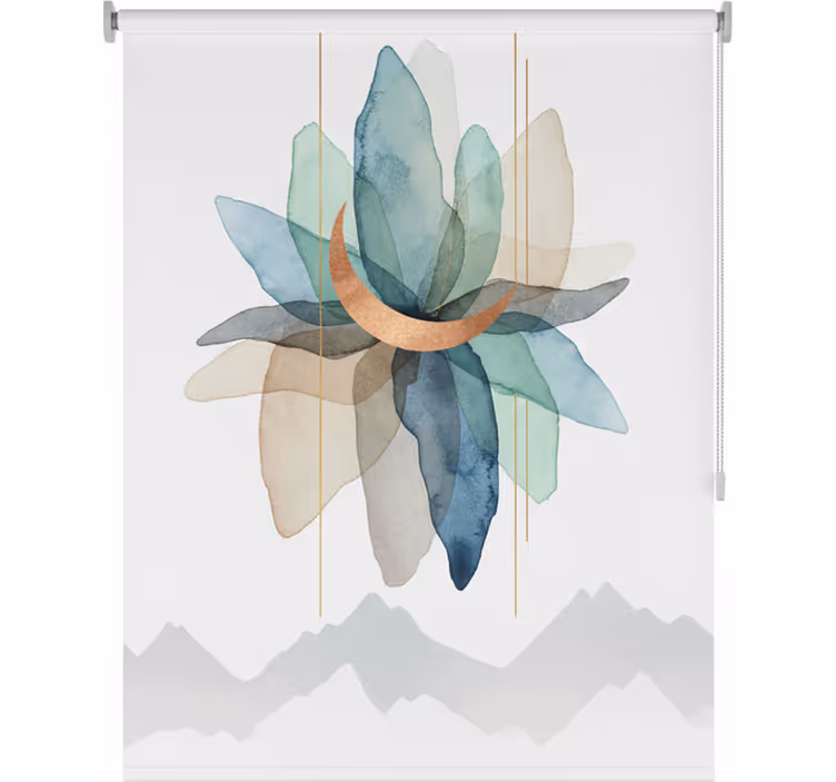 Rollo fenster skandinavisch bunte berglandschaft - TenStickers