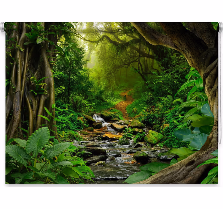 Rollo fenster baum tropischer wald oase - TenStickers
