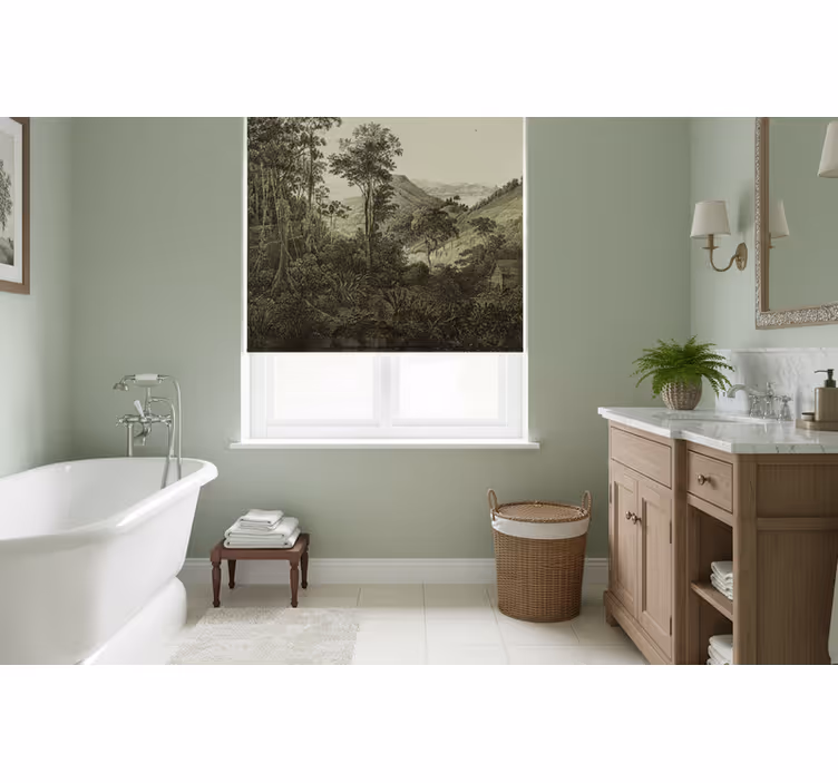 Rollo fenster baum hügelwald motiv - TenStickers