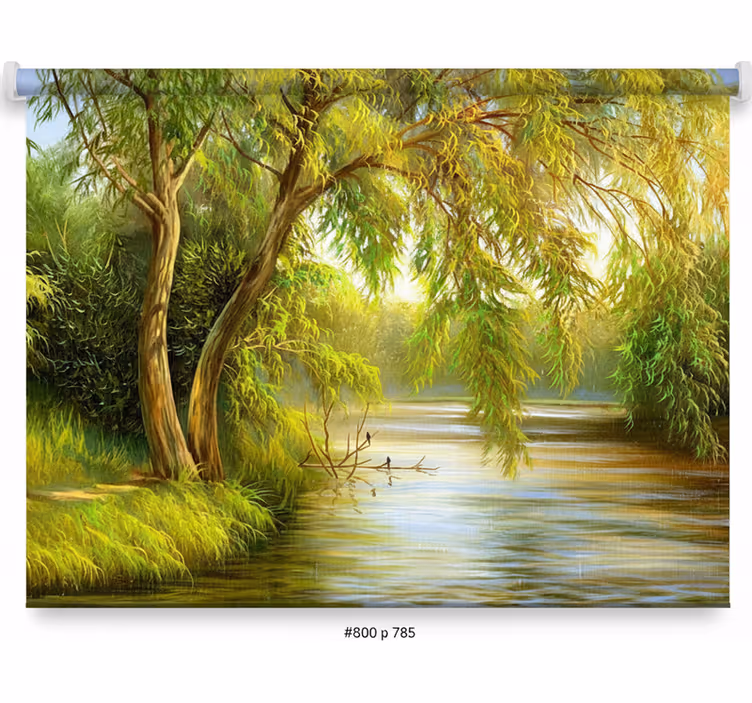 Rollo fenster baum serene flussweide - TenStickers