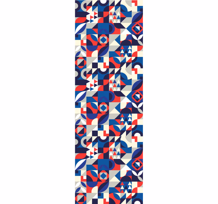 Küchenfenster rollo mit rot-blauem mosaikmuster - TenStickers