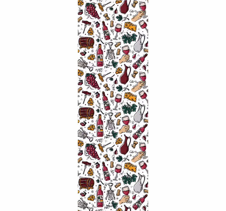 Küchenfenster rollo mit trauben wein und käse muster - TenStickers