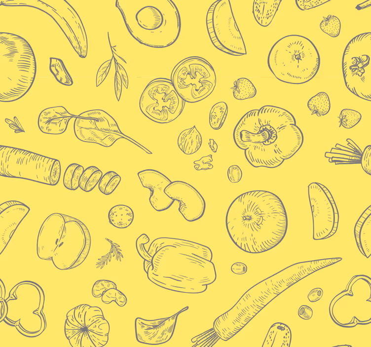 Küchenfenster rollo mit bunten früchten und gemüse - TenStickers