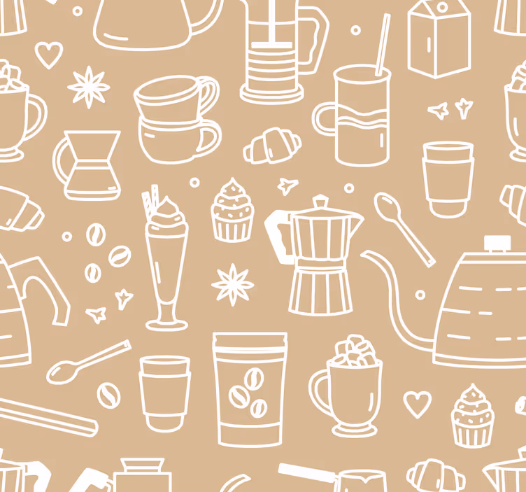 Küchenfenster rollo mit kaffeetassen und gläsern muster - TenStickers