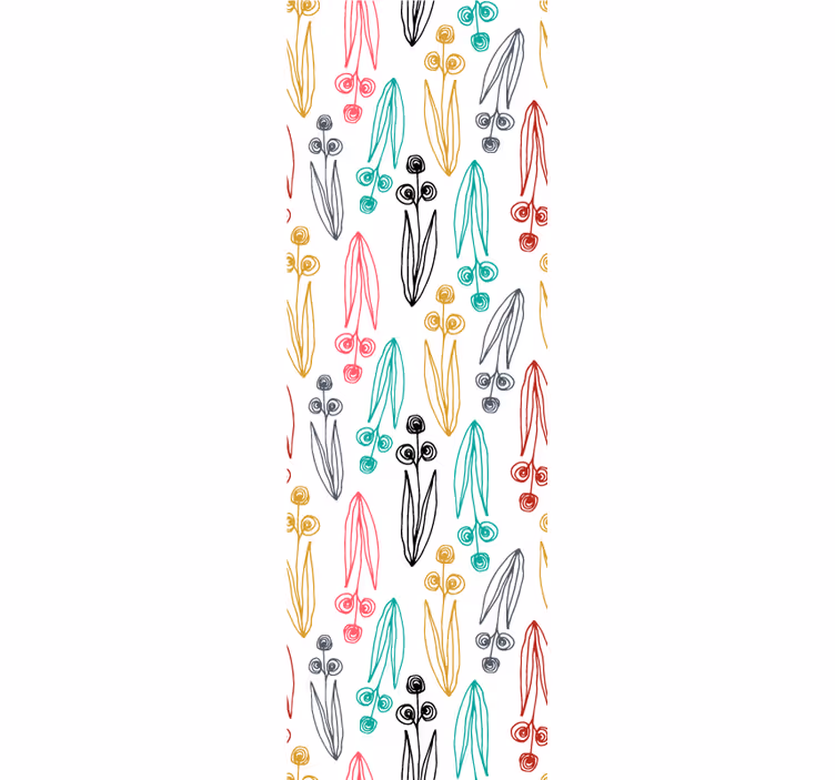 Rollo fenster esszimmer mit buntem abstraktem blumenmuster - TenStickers