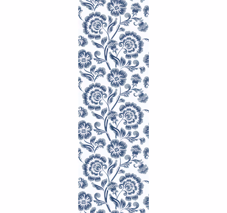 Rollo fenster esszimmer mit blauen blumenmuster - TenStickers