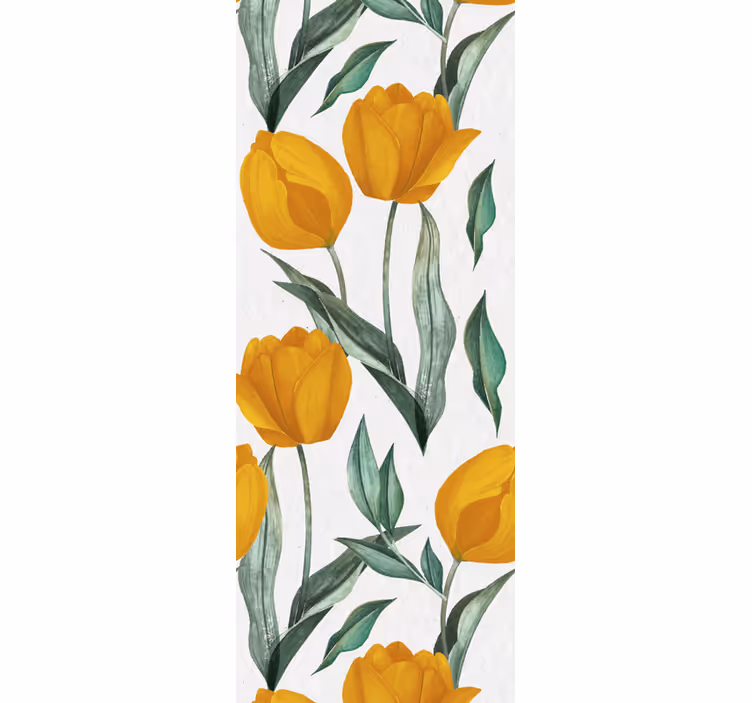 Rollo fenster esszimmer mit muster gelbe tulpen Ölmalerei - TenStickers