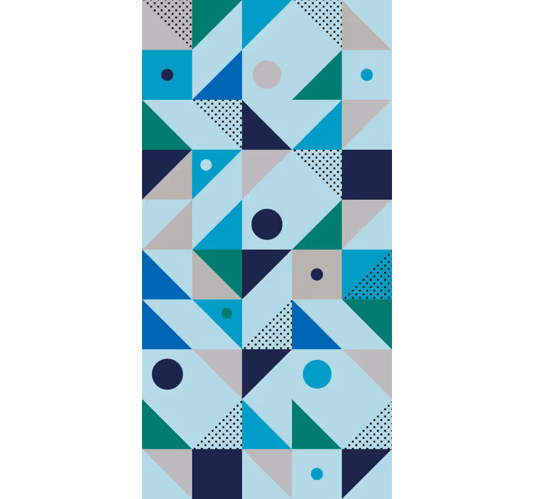 Rollo fenster esszimmer blaues patchwork - TenStickers