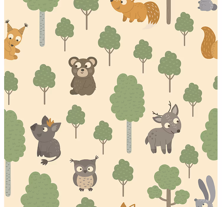 Rollo fenster kinderzimmer mit waldtier-muster - TenStickers