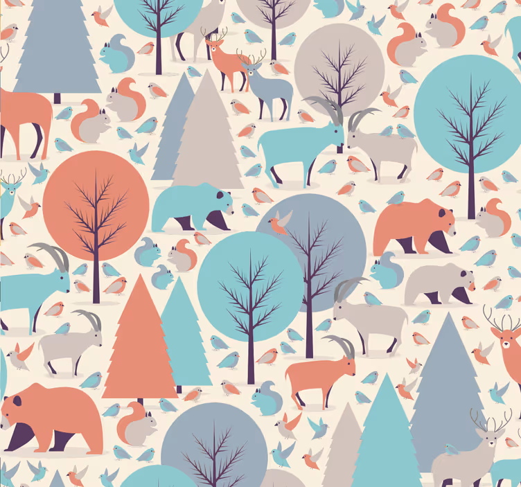 Rollo fenster kinderzimmer nordische waldszene - TenStickers