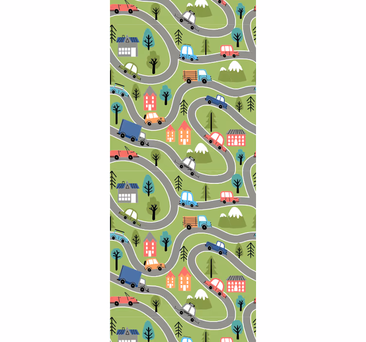 Rollo fenster kinderzimmer bunte straße mit rennwagen - TenStickers