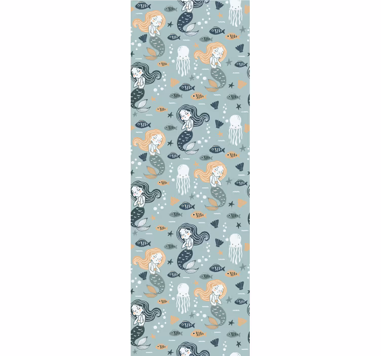 Rollo fenster kinderzimmer mit blauem meerjungfrauenmuster - TenStickers