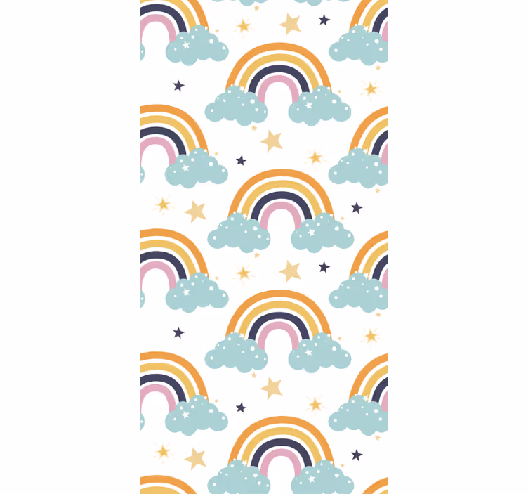 Rollo fenster kinderzimmer buntes regenbogen wolkenmuster - TenStickers