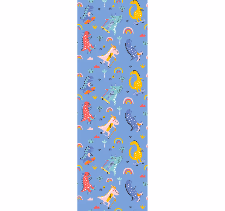 Rollo fenster kinderzimmer mit süßen skater-dinos - TenStickers
