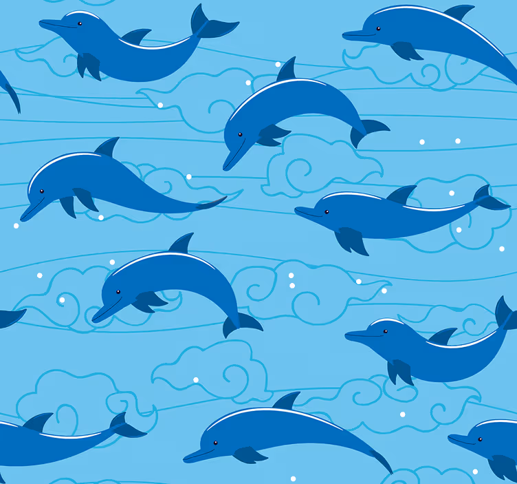 Rollo fenster kinderzimmer himmel mit wolken und delfinen - TenStickers