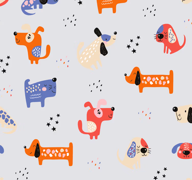 Rollo fenster kinderzimmer mit illustrierten hunden - TenStickers