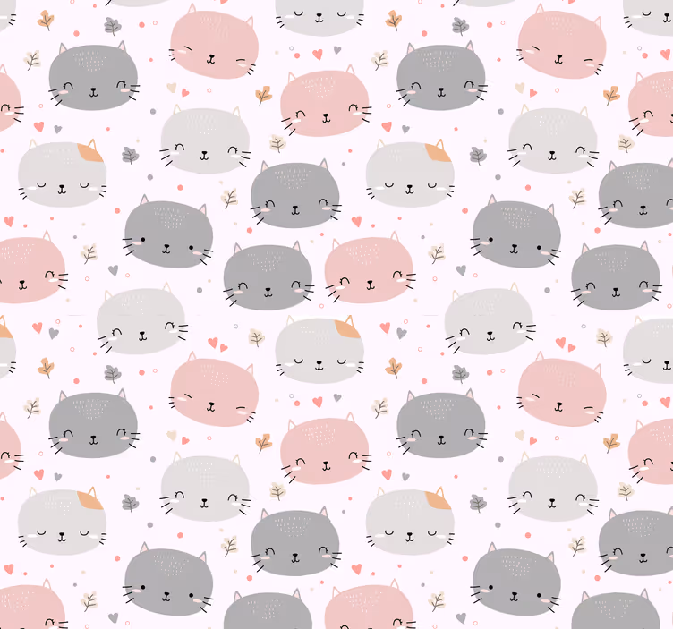 Rollo fenster kinderzimmer süße graue und rosa kätzchen - TenStickers
