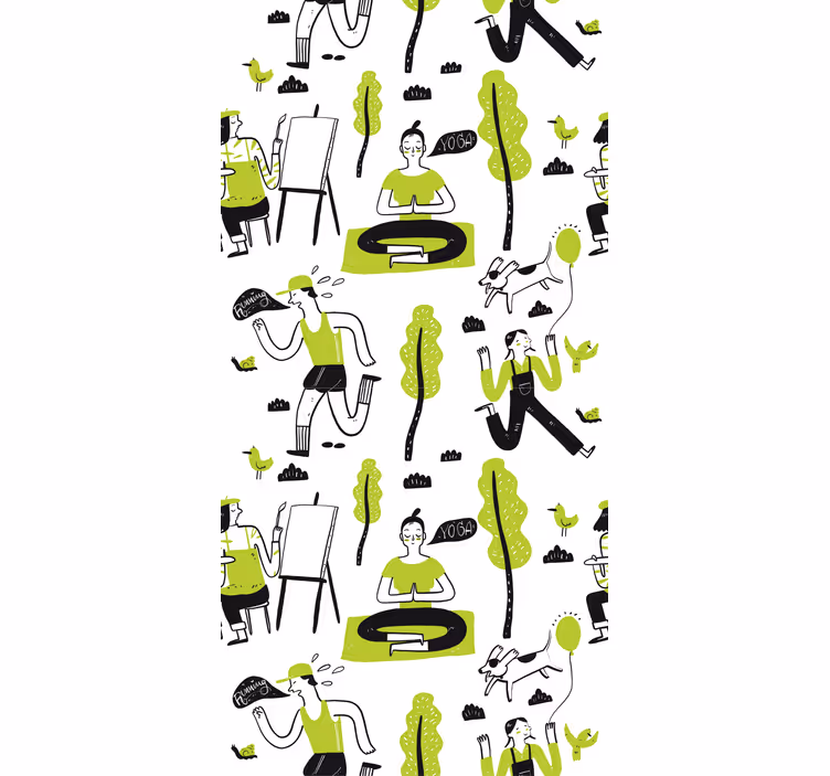 Rollo fenster home office gesunde lebensstil doodle set - TenStickers