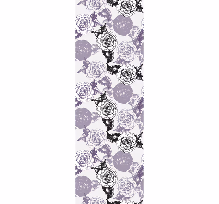 Rollo fenster jugendzimmer lila und schwarze blumenmuster - TenStickers