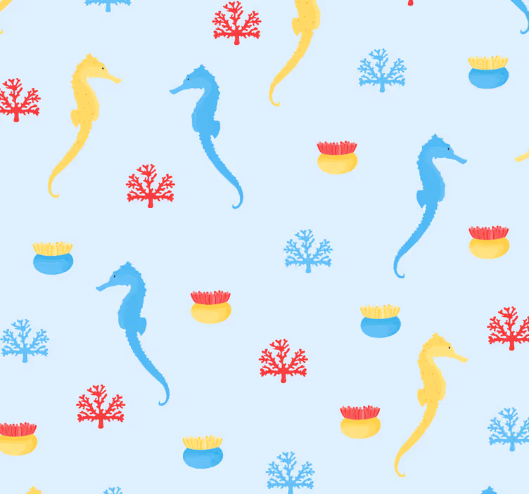 Rollo fenster jugendzimmer seepferdchen und koralle - TenStickers