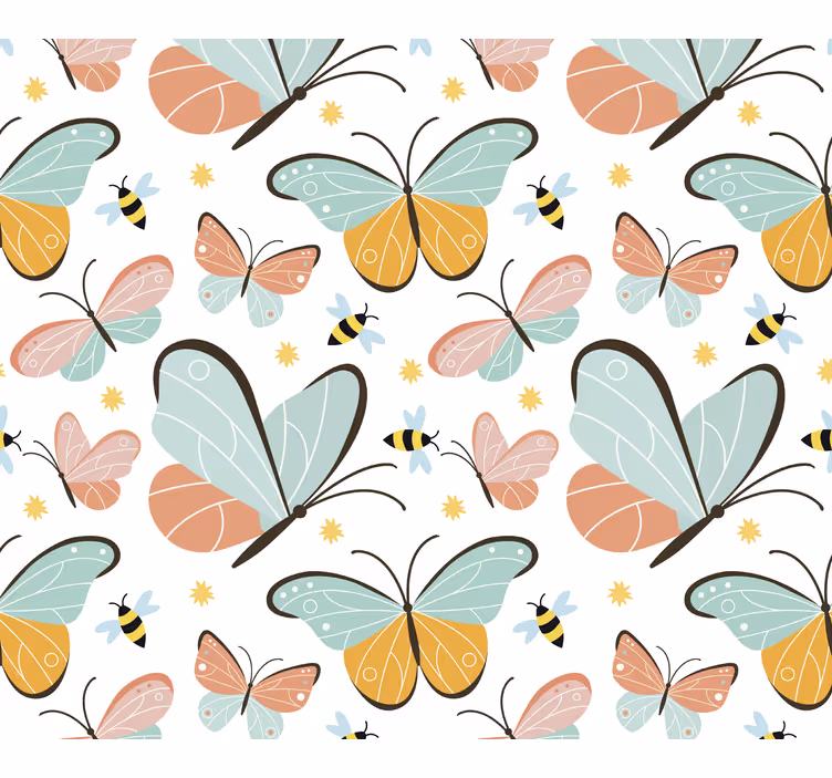 Rollo fenster jugendzimmer schmetterlinge und bienen - TenStickers
