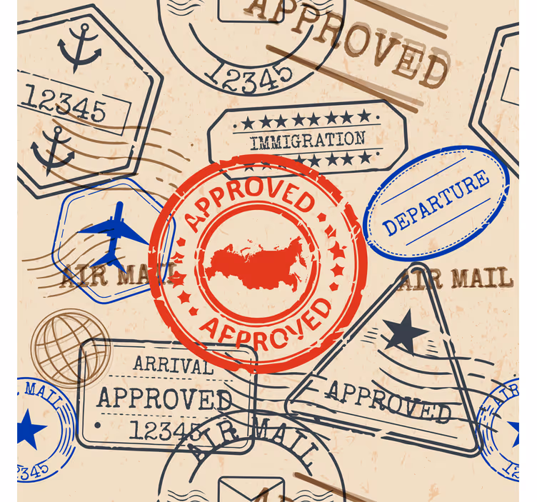 Rollo fenster jugendzimmer reise-stempel - TenStickers