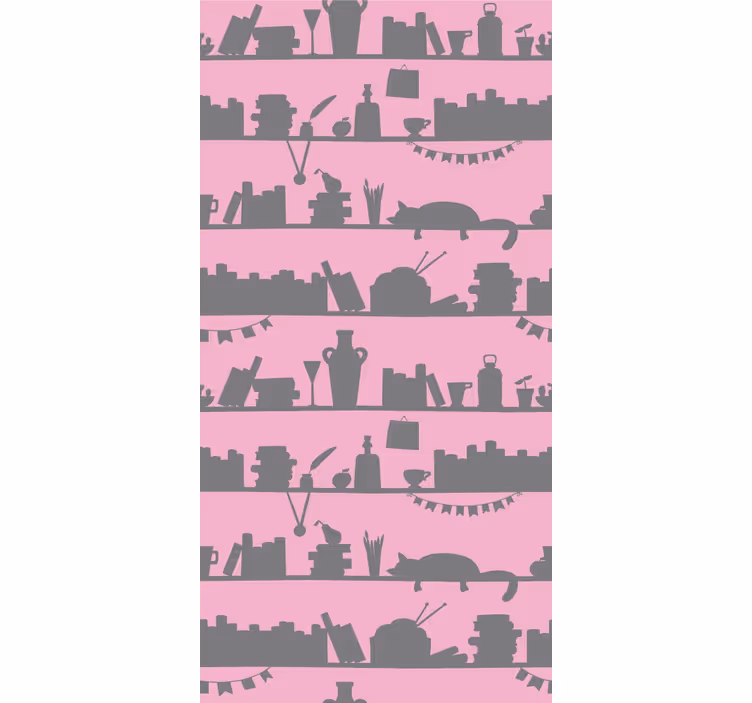 Fenster rollo modern bücherregal in pink und grau - TenStickers