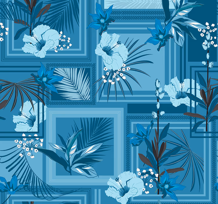 Rollo fenster badezimmer mit blauem blumenmuster - TenStickers