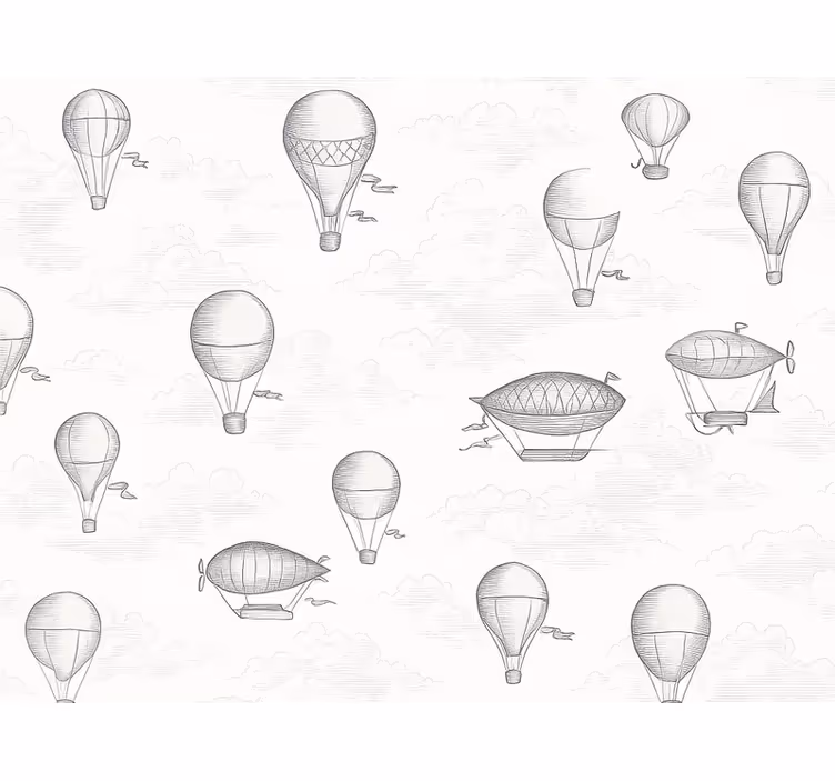 Rollo fenster grau vintage himmel und luftschiffe - TenStickers