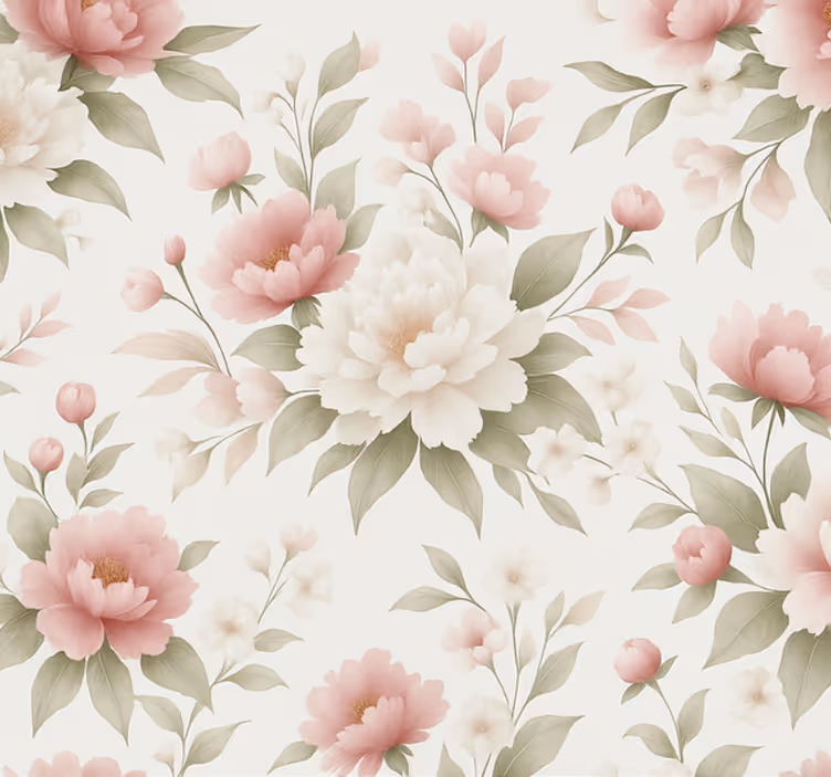 Rollo fenster rosa mit weißen pfingstrosenblüten - TenStickers