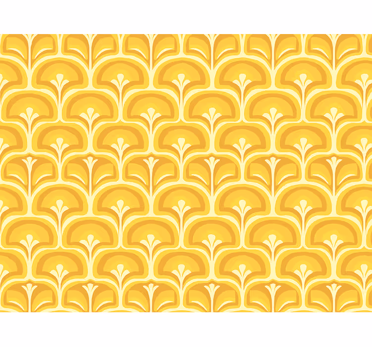 Rollo fenster gelb mit retro 70er jahre figuren - TenStickers