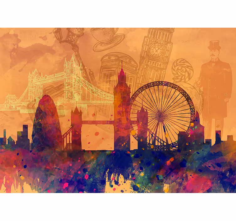Küchenfenster rollo mit historischer skyline silhouette - TenStickers