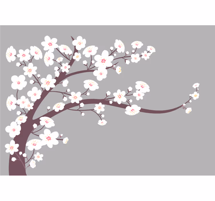 Küchenfenster rollo weiße blumen auf grauem hintergrund - TenStickers