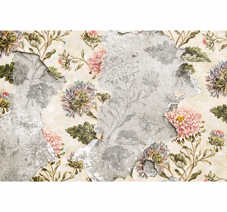 Küchenfenster rollo mit vintage blumen auf beigefond - TenStickers