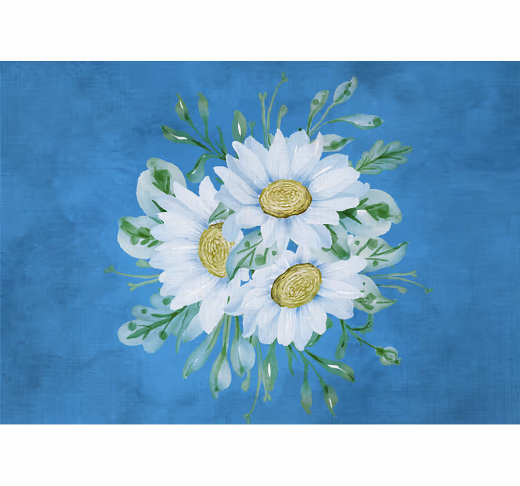 Küchenfenster rollo weiße blumen auf blauem hintergrund - TenStickers