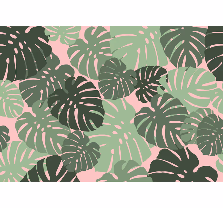 Küchenfenster rollo mit pinken monstera-blättern - TenStickers