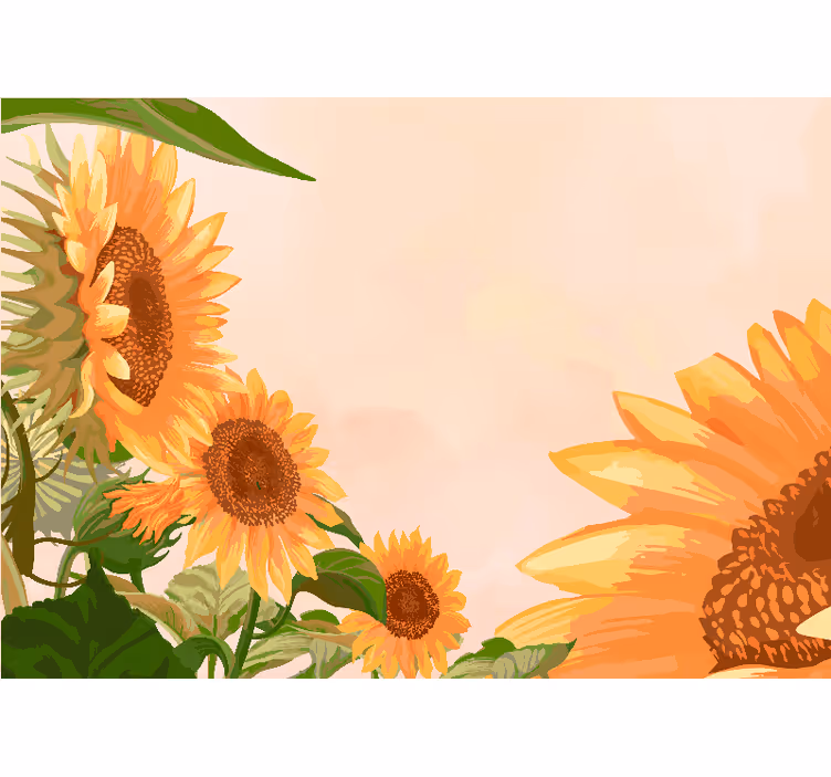 Küchenfenster rollo mit gemalten sonnenblumen - TenStickers