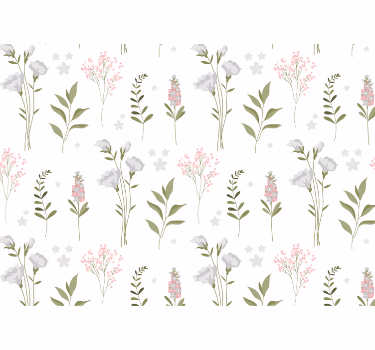 Rollo fenster weiß mit minimalistischem blumenmuster - TenStickers