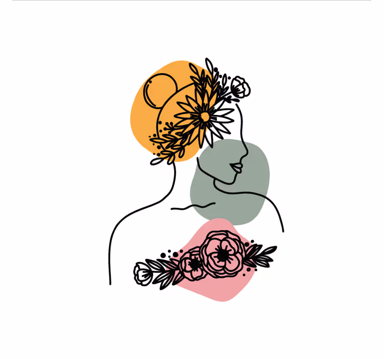 Rollo fenster wohnzimmer mit blühendem frauenporträt - TenStickers