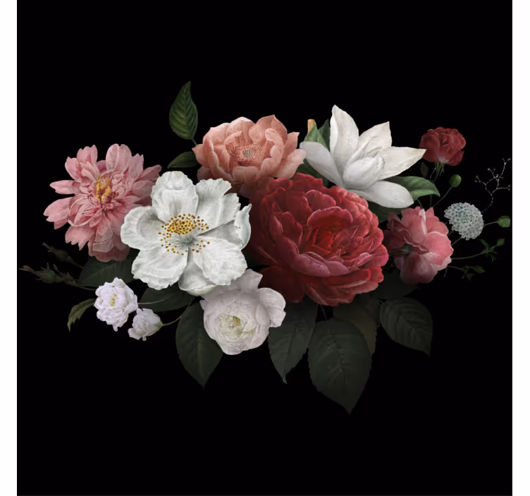 Rollo fenster wohnzimmer mit vintage-rosen auf schwarz - TenStickers