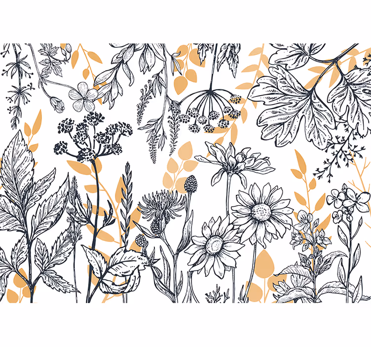 Rollo fenster wohnzimmer glamouröse blumenvariation gold - TenStickers